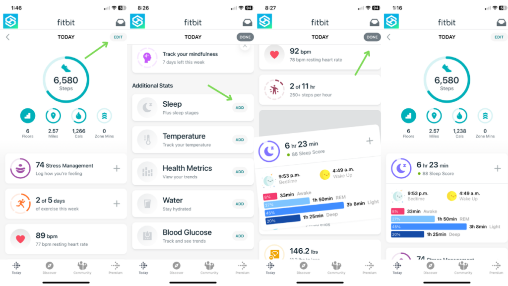 Adding a Fitbit Sleep Tile in the app