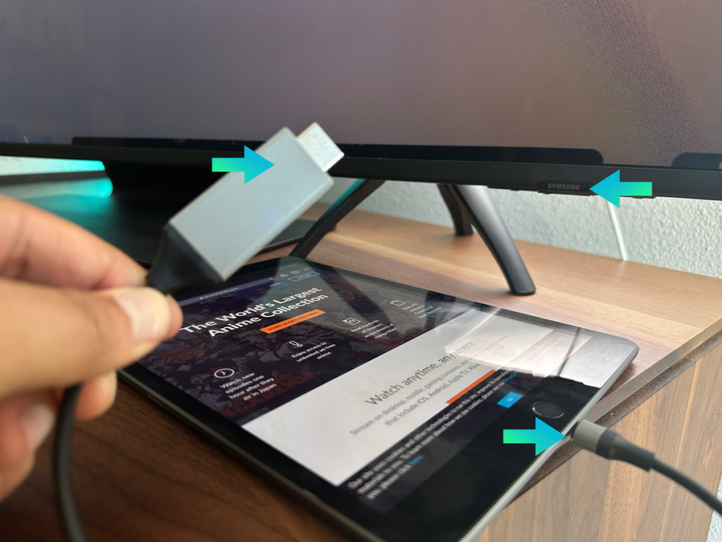 Stream Crunchyroll with HDMI Cable on iPad